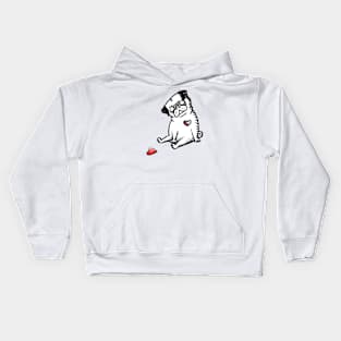 Faded Heart Pug Kids Hoodie